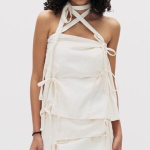 SETSETSET crossover ribbon tank top in ivory